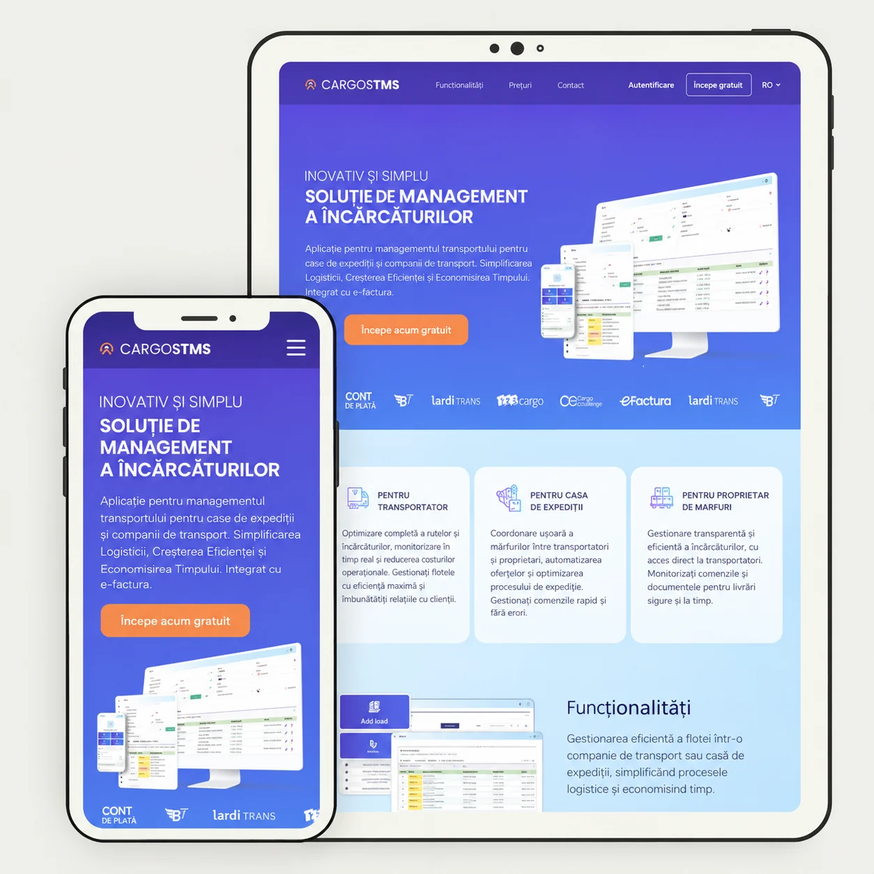 CargosTMS — website design preview